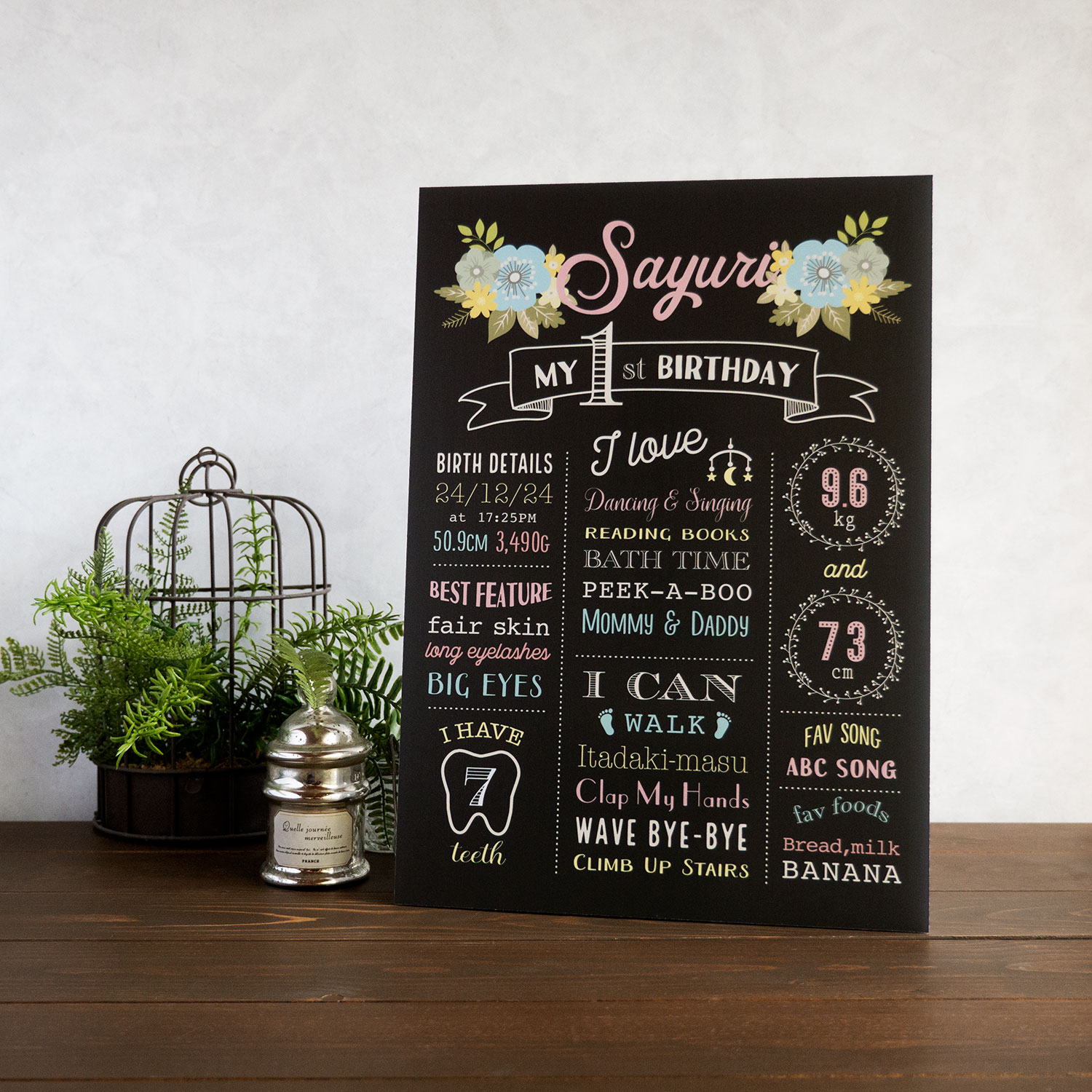 1歳のバースデーポスター My First Birthday Poster Design Bless 1歳のバースデーポスター My First Birthday Poster Design Bless