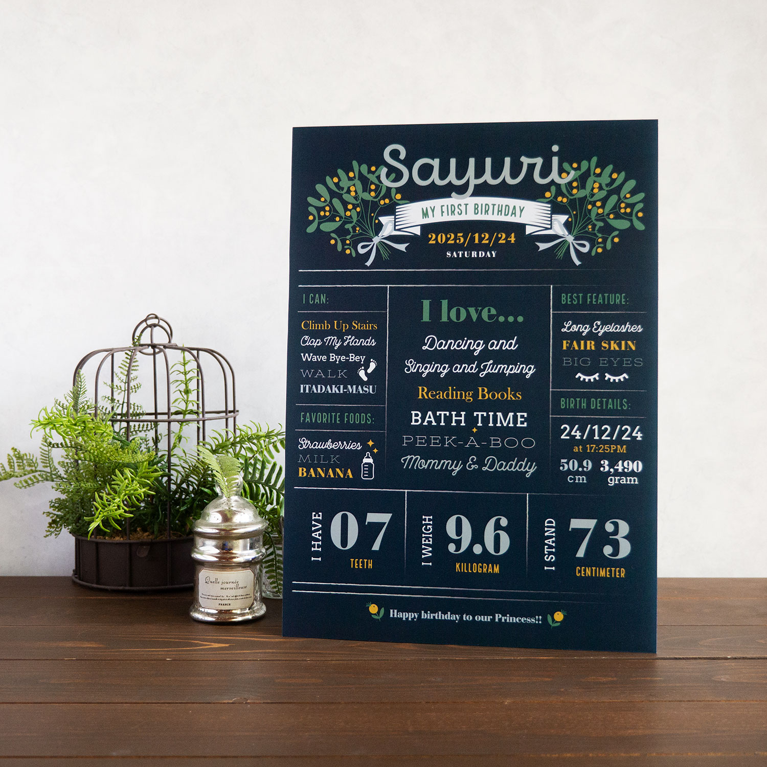 1歳のバースデーポスター My First Birthday Poster Design Mimosa 1歳のバースデーポスター My First Birthday Poster Design Mimosa