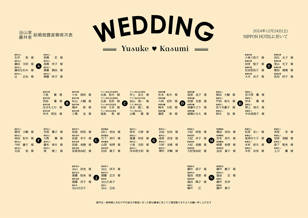 円卓 座席表 席次表 配置