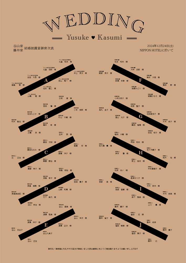 円卓 座席表 席次表 配置